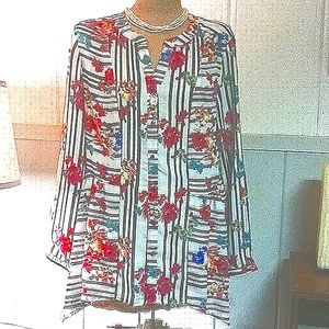 Notations Button Down Ladies Blouse Sz M